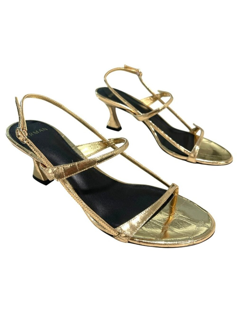 Alexandre Birman $695 Gold Strappy Tita Croco Cage Slingback Sandals 38 8
